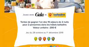 15 séjours pour 2 personnes dans des hôtels Balladins à gagner