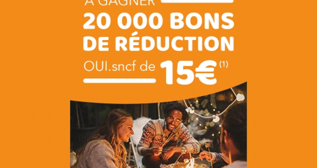 20’000 bons de réduction SNCF de 15€ offerts