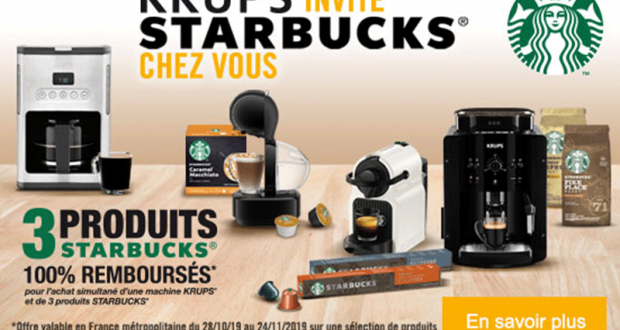 3 paquets Starbucks 100% remboursés