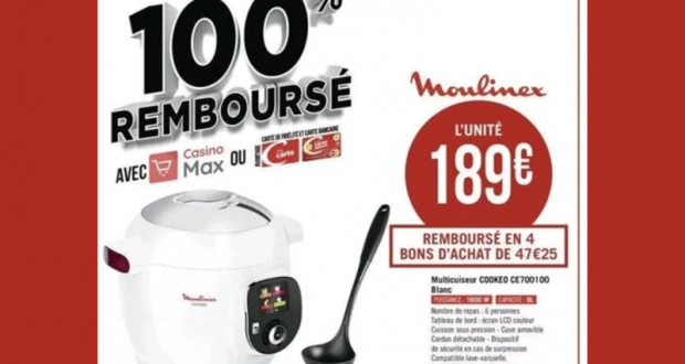 Multicuiseur Moulinex Cookeo CE700100 100% remboursés