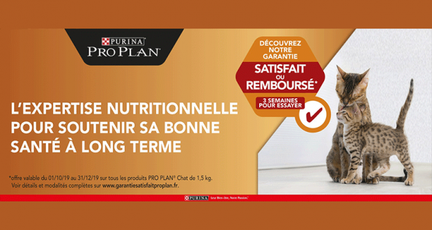 Purina Pro Plan sac d'aliment pour chat satisfait ou remboursé