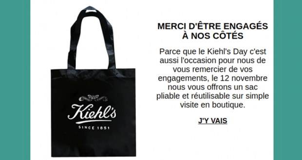 Sac Kiehl’s offert sur simple visite