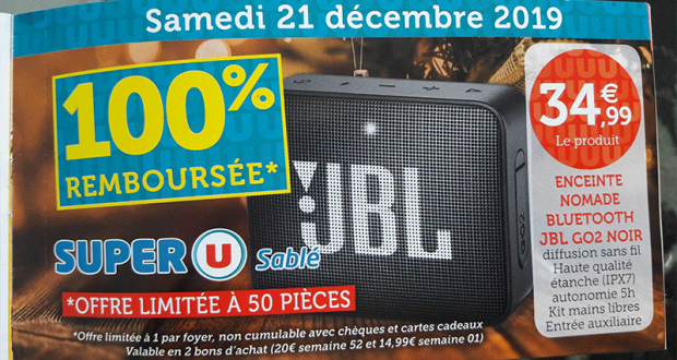 Mini enceinte Bluetooth JBL GO 2 100% remboursé