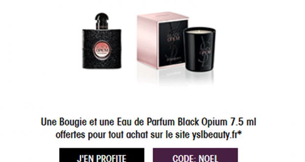 Une bougie et une eau de parfum Black Opium offert