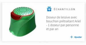 Échantillons Gratuits Doseur de lessive avec bouchon prétraitant Ariel