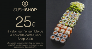 150 Bons de 25€ sur la nouvelle carte SushiShop offerts