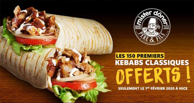 150 kebabs galettes classique offerts aux 150 premiers clients