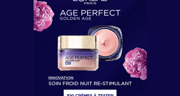 100 Crèmes Age Perfect Golden Age Nuit L'Oréal Paris à tester