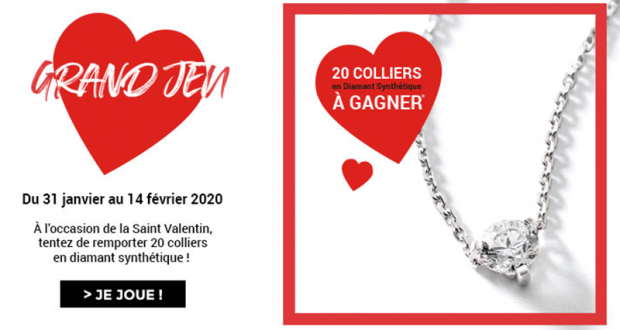 20 colliers en diamant synthétique et or blanc 750 offerts