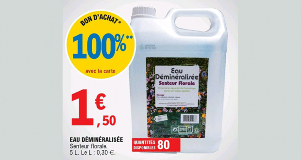 Bidon d'Eau Déminéralisée Senteur Florale - 5L 100% Remboursé