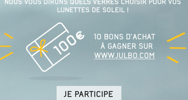10 bons d'achat Julbo de 100€ offerts