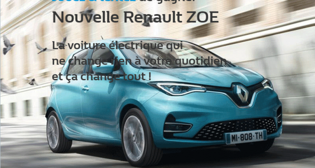 Une voiture Renault ZOE Intens R110 offerte