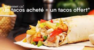 1 Burrito/Tacos/Salade acheté = 1 offert chez Chipotle