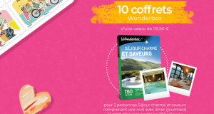 10 coffrets Wonderbox Séjour Charme et Saveurs offerts