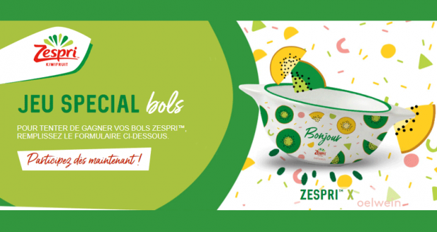 50 lots de 3 bols série limitée Oelwein Zespri offerts