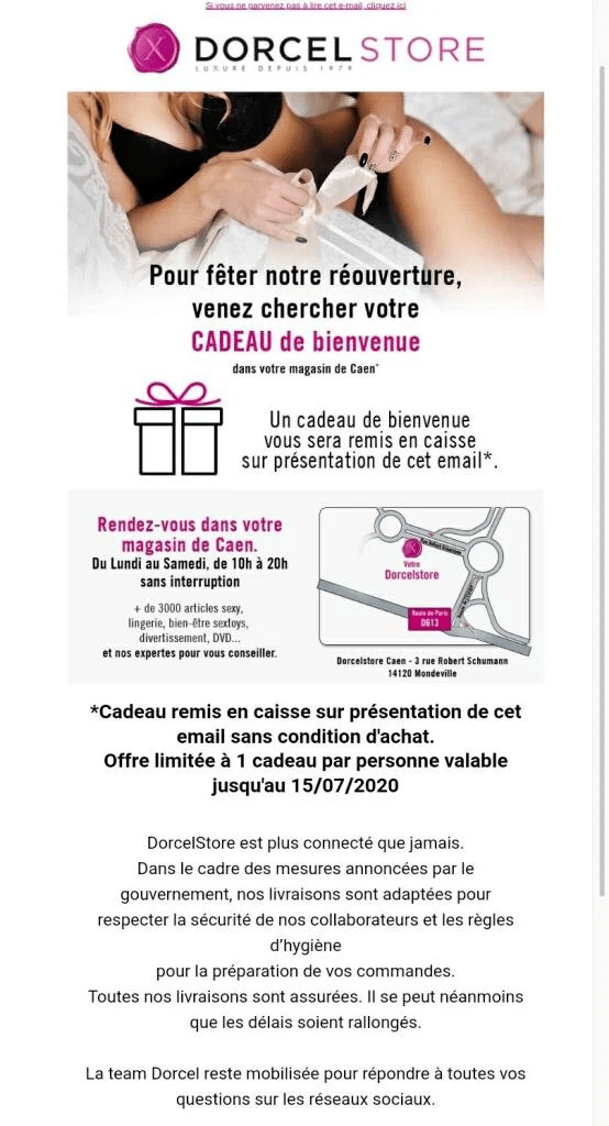 Cadeau offert sur simple visite en magasin