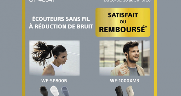 Écouteurs Bluetooth Sport à réduction de bruit Sony 100% Remboursé