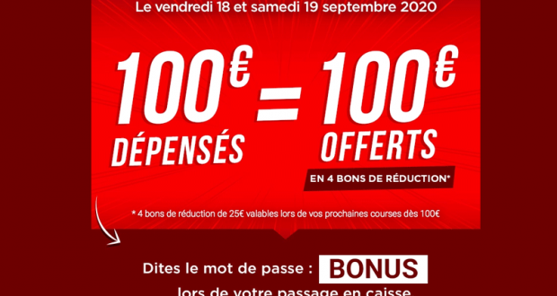 Géant 100€ dépensés = 100€ offerts