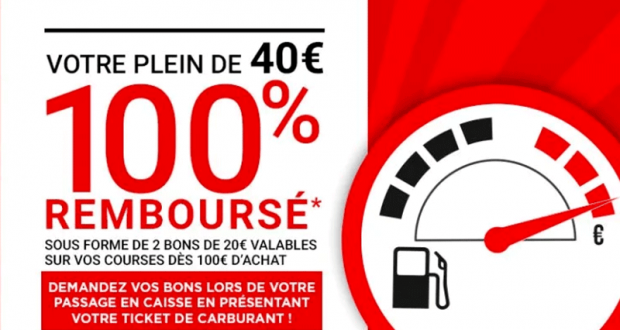 Votre plein de 40€ 100% remboursé - Géant Casino