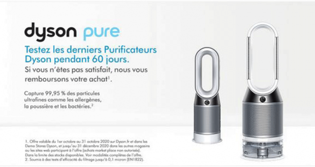 Purificateur d’air Dyson 100% Remboursé