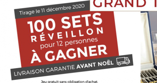 100 réveillons pour 12 personnes offerts (Valeur unitaire 1155 euros)