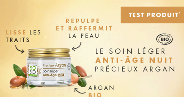 100 soin de Nuit Anti-âge Précieux Argan à tester