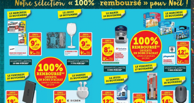 Sélection de produits 100% remboursés en bons d'achats