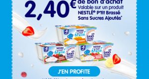 900 bons d'achat Nestlé P'tit Brassé de 2.40 euros offerts