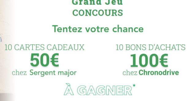 20 Cartes-cadeaux Sergent Major et Chronodrive offertes