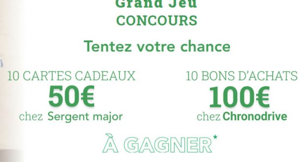 20 Cartes-cadeaux Sergent Major et Chronodrive offertes