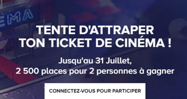 2500 lots de 2 places de cinéma offerts