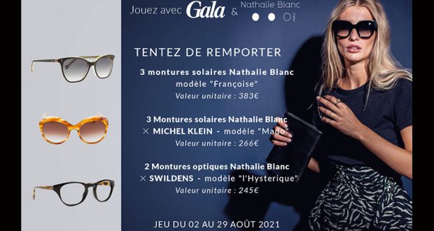 6 paires de solaires Nathalie Blanc offertes