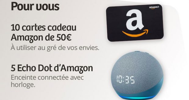 10 cartes cadeau Amazon de 50 euros offertes