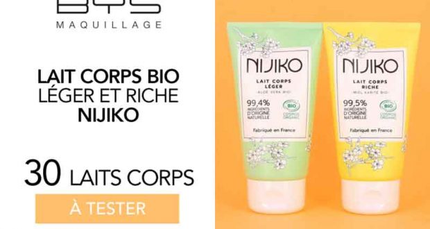 30 Laits Corps Nijiko de BYS à tester