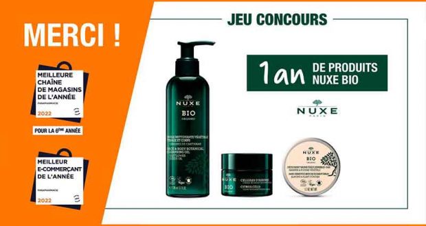 1 an de produits de soins Nuxe BIO offert