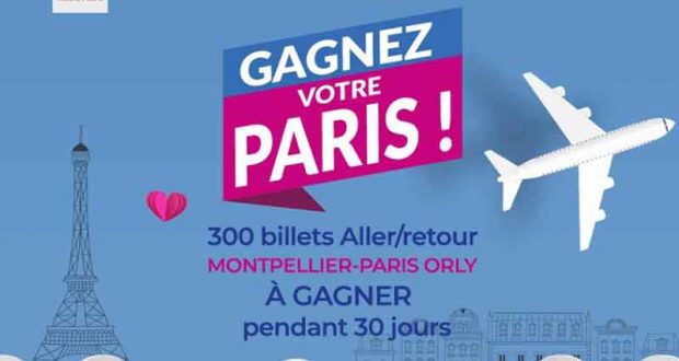 300 billets d'avion A/R Montpellier / Paris offerts
