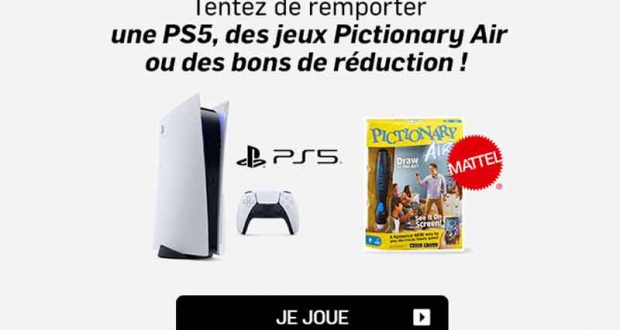 3 consoles de jeux PS5 et 100 jeux Pictonnary Air offerts