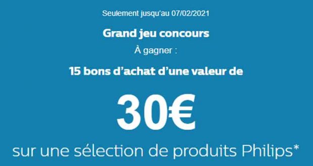 15 bons d'achat Philips de 30 euros offerts