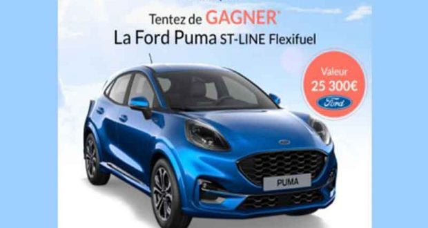 Gagnez une FORD PUMA ST-LINE Flexifuel (Valeur de 25300 €)