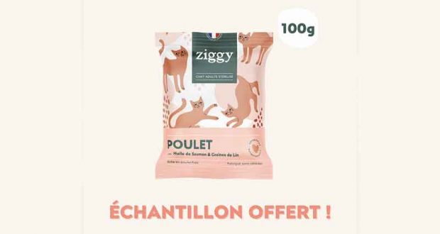 Échantillons gratuits de croquettes Poulet pour chat Ziggy