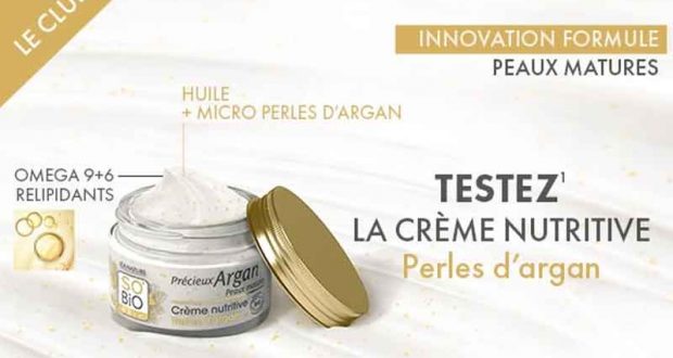 100 Crèmes nutritives Perles d'argan SO'BiO étic à tester