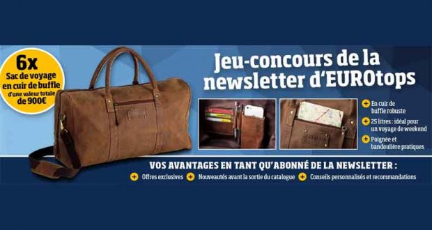 6 sacs de voyage en cuir de buffle offerts