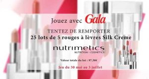 25 lots de 5 rouges à lèvres Nutrimétics offerts