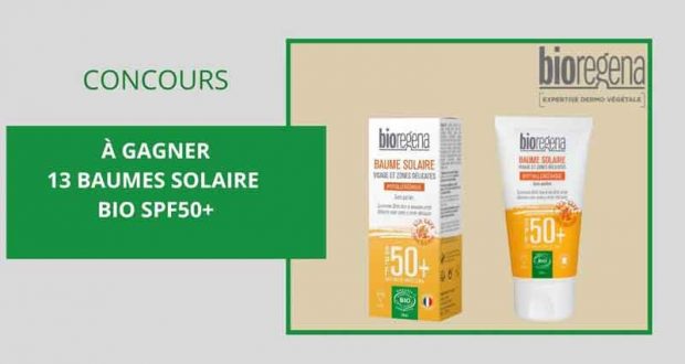 13 baumes solaire bio SPF50+ offerts