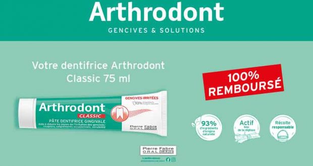 Dentifrice Arthrodont 100% Remboursé