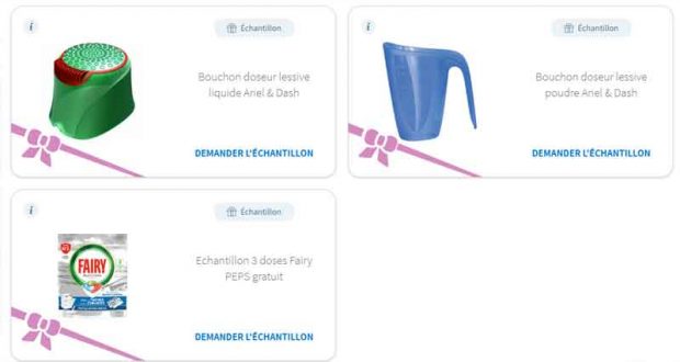 Échantillons gratuits des Bouchons doseurs de lessive