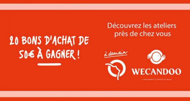 A gagner 20 bons d'achat Wecandoo de 50 euros