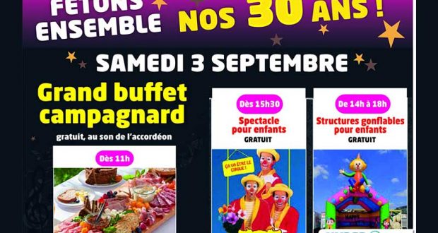 Buffet campagnard gratuit et animations pour enfants gratuites