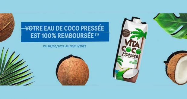 Eau de Coco pressée VITA COCO 100% Remboursée