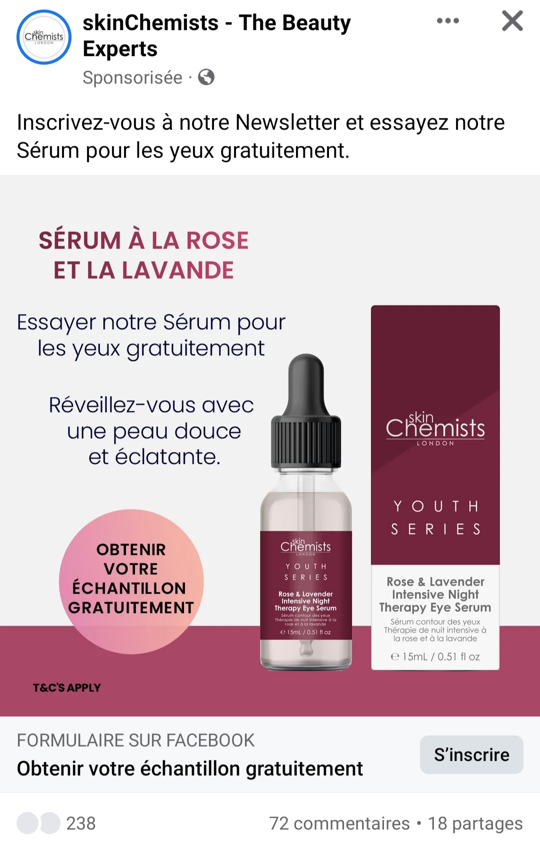 sérum yeux Youth Series de Skin Chemists